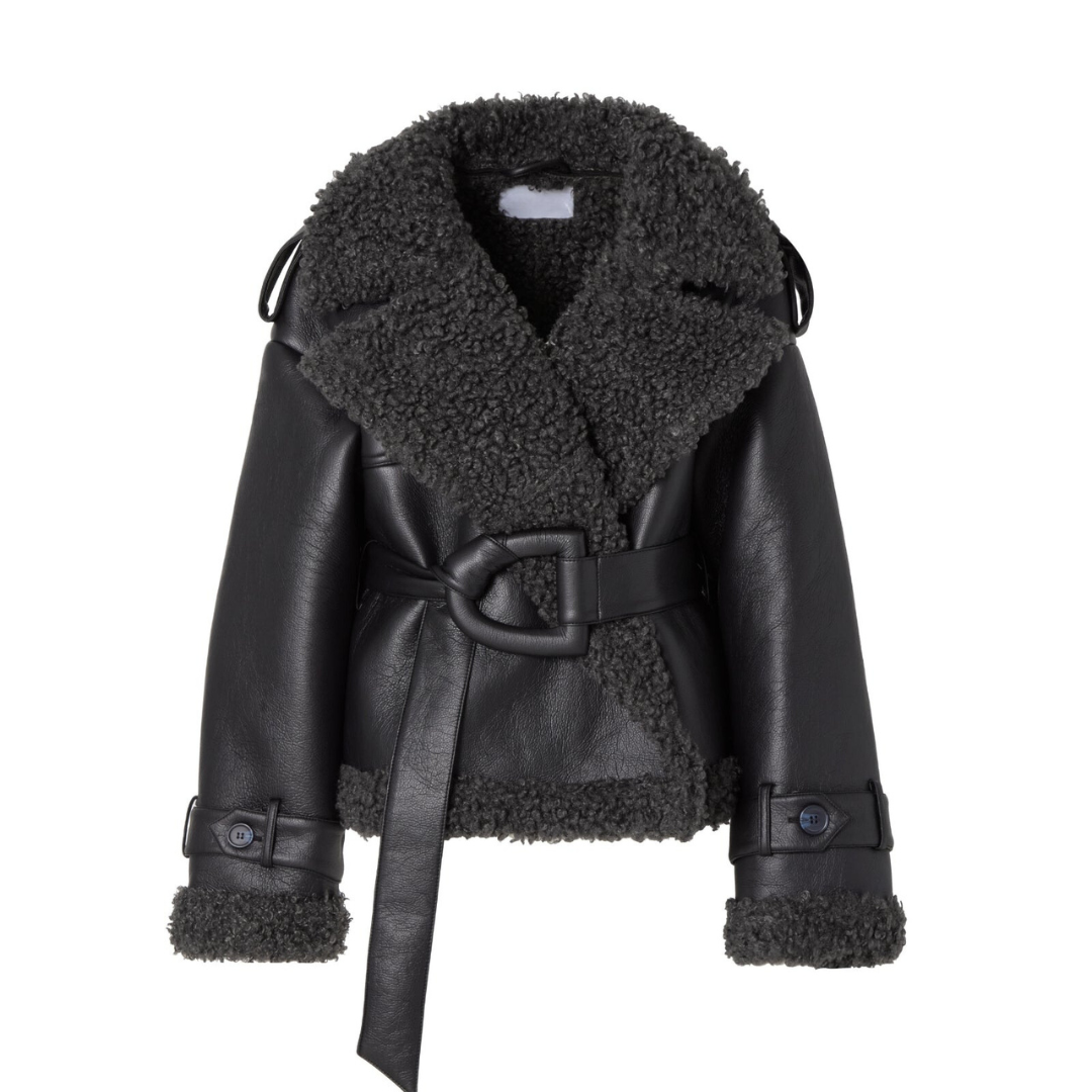 Geraldine™ - Gürtel-Shearling-Mantel