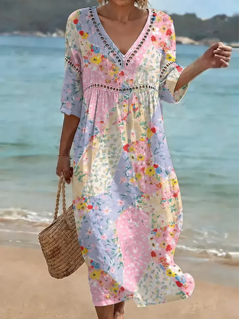Morly™ – Blumenkleid mit V-Ausschnitt