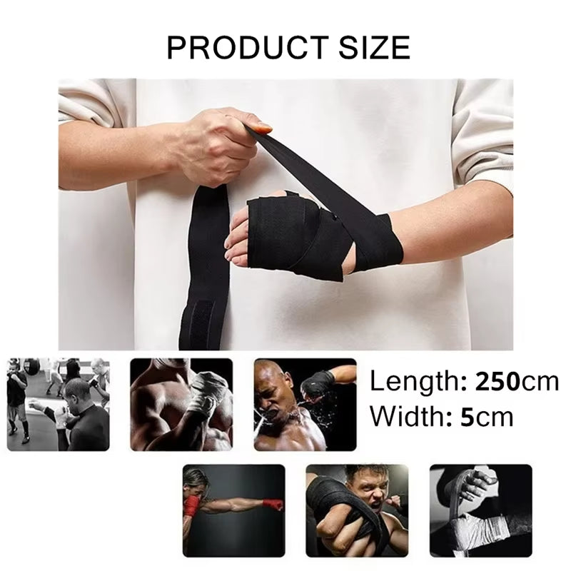 2 Rolls 2.5M Cotton Boxing Bandage Sports Strap Sanda Gauntlets MMA Hand Gloves Wraps Belt Wraps Bandage for Competition