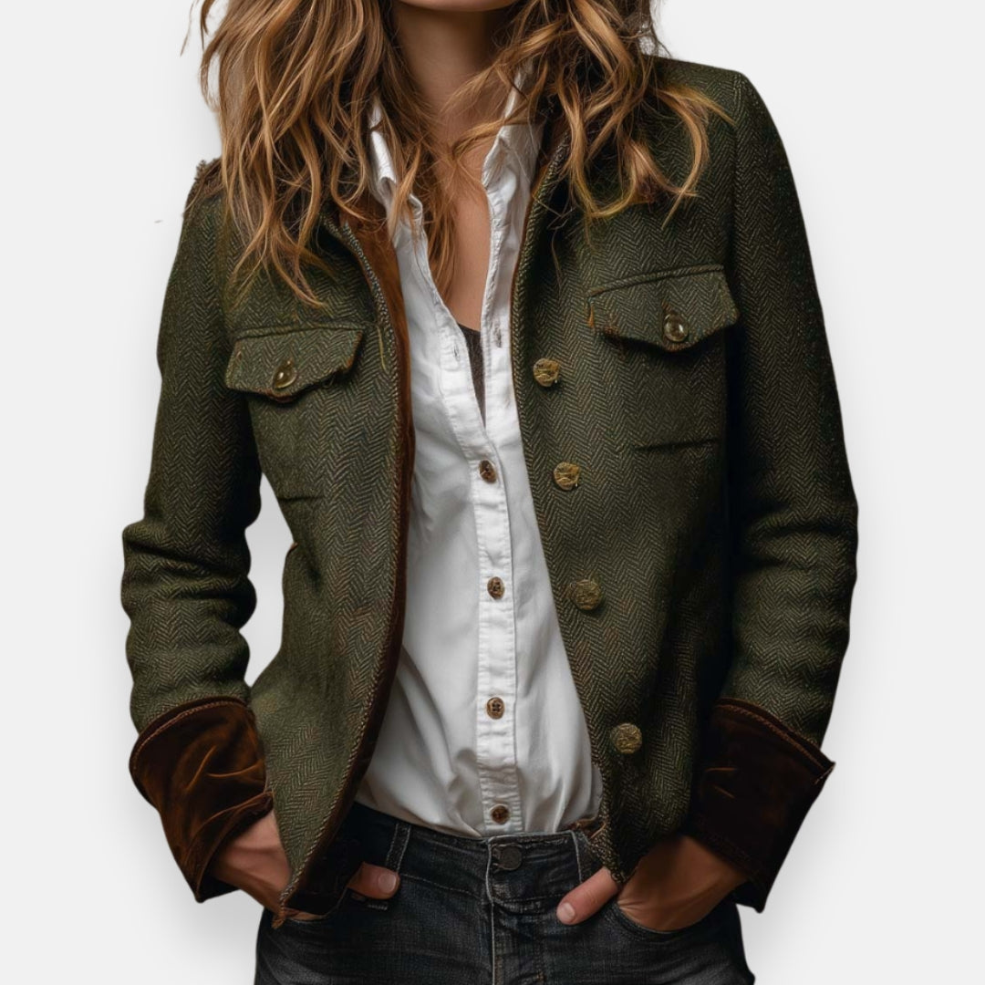 Darmae™ – Elegante Tweedjacke mit Samt-Details