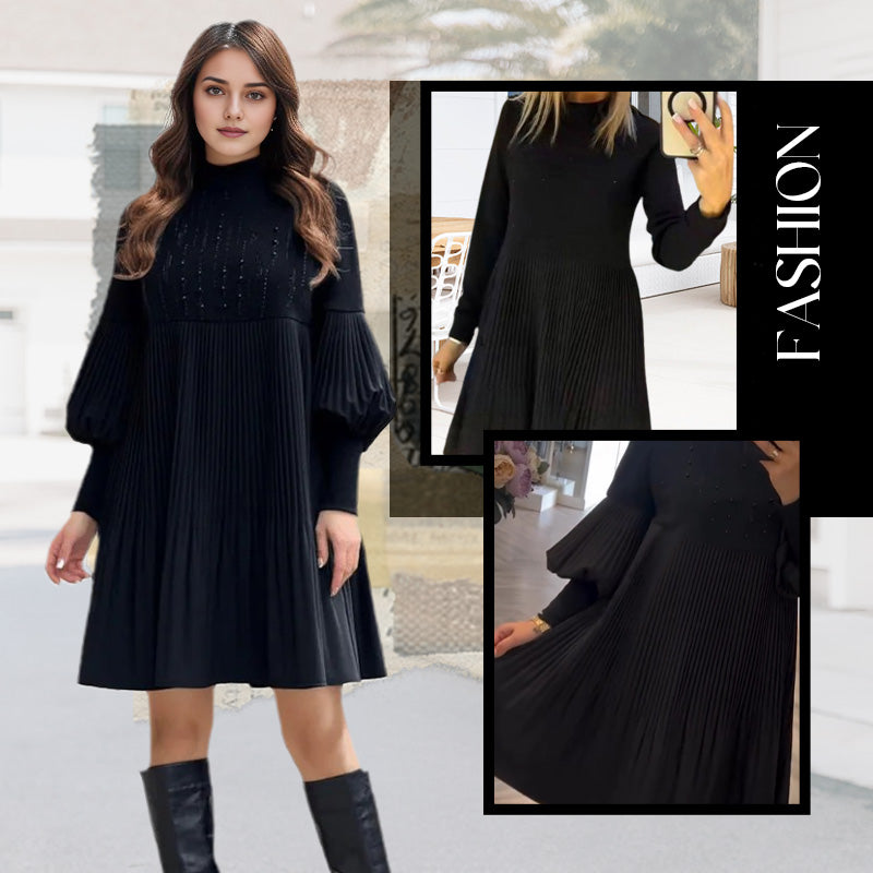 Avelyn™ - Elegantes Plisseekleid mit Laternenärmeln für Damen