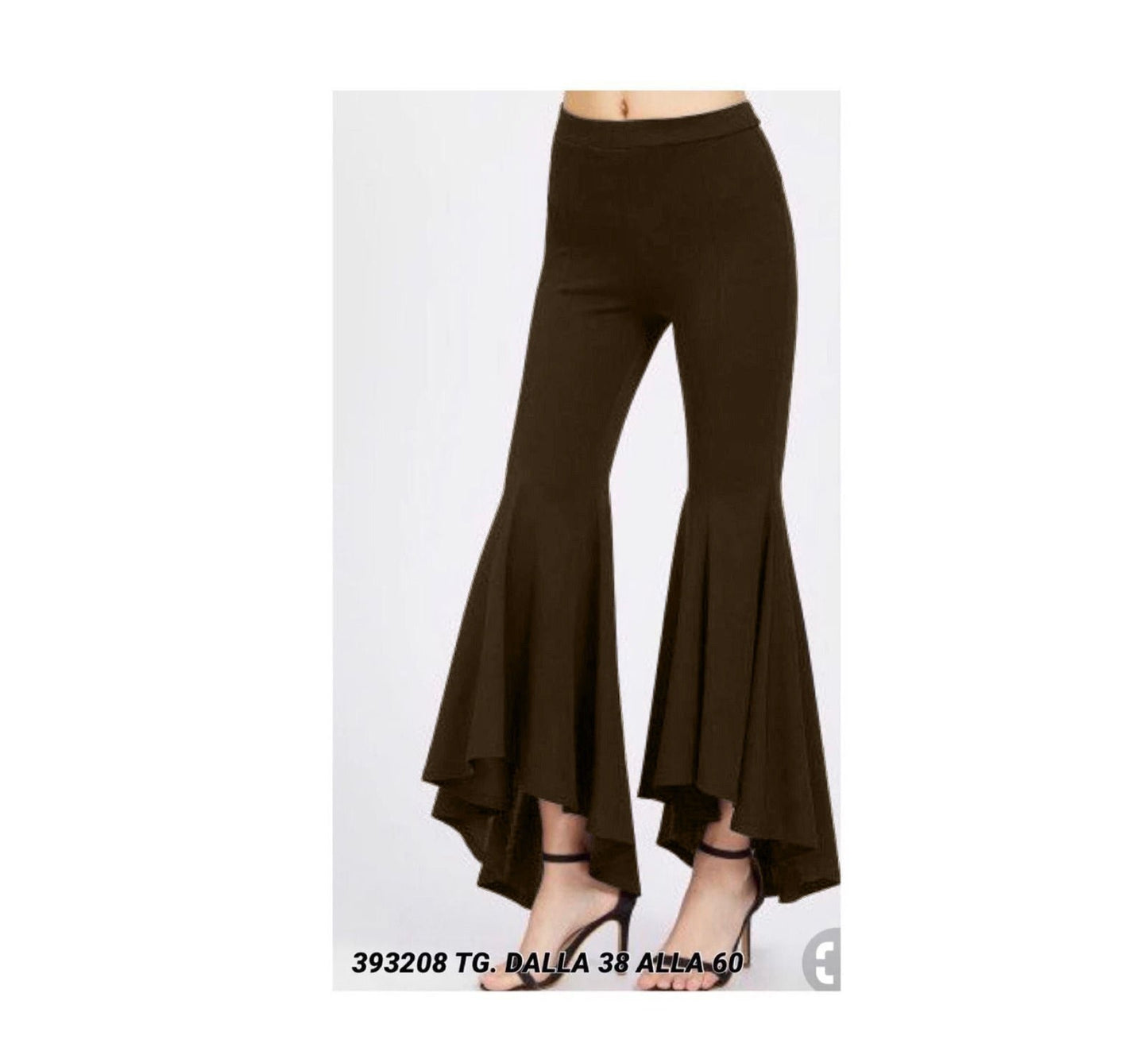Pantalone Dery A Zampa Nera Con Taglio Svasato E Balza Asimmetrica Elegante Taglie 38–60