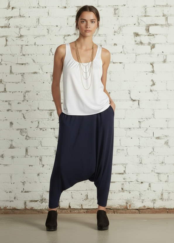 Pantalon KORA de corte holgado, estilo turco, hecho en Italia con elastano – Tallas 38–60