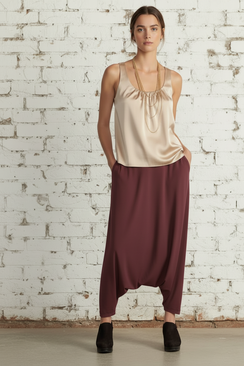 Pantalon KORA de corte holgado, estilo turco, hecho en Italia con elastano – Tallas 38–60
