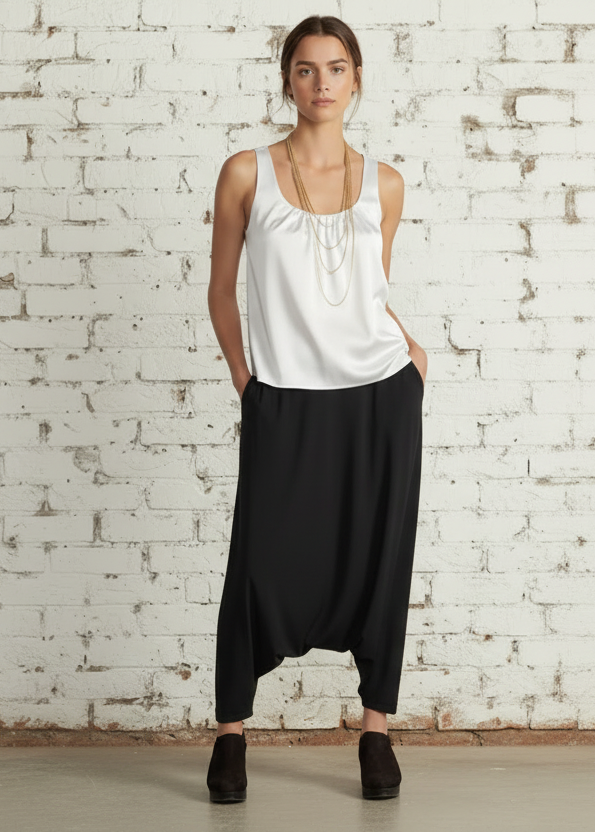 Pantalon KORA de corte holgado, estilo turco, hecho en Italia con elastano – Tallas 38–60