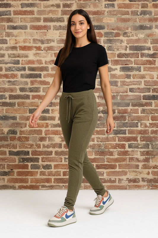 Pantalón Jogger Verde Oliva Viscosa Seda Tejido Suave Elástico Hecho en Italia Tallas 38–60