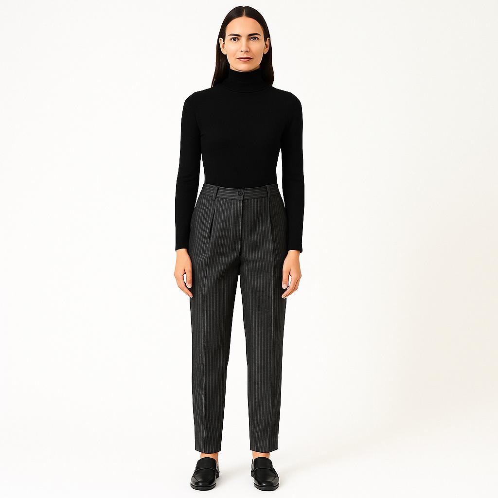 Pantalón Taser P11 Rayado Elegante En Tejido Elástico Hecho En Italia Para Oficina Y Estilo Profesional Tallas 38–60