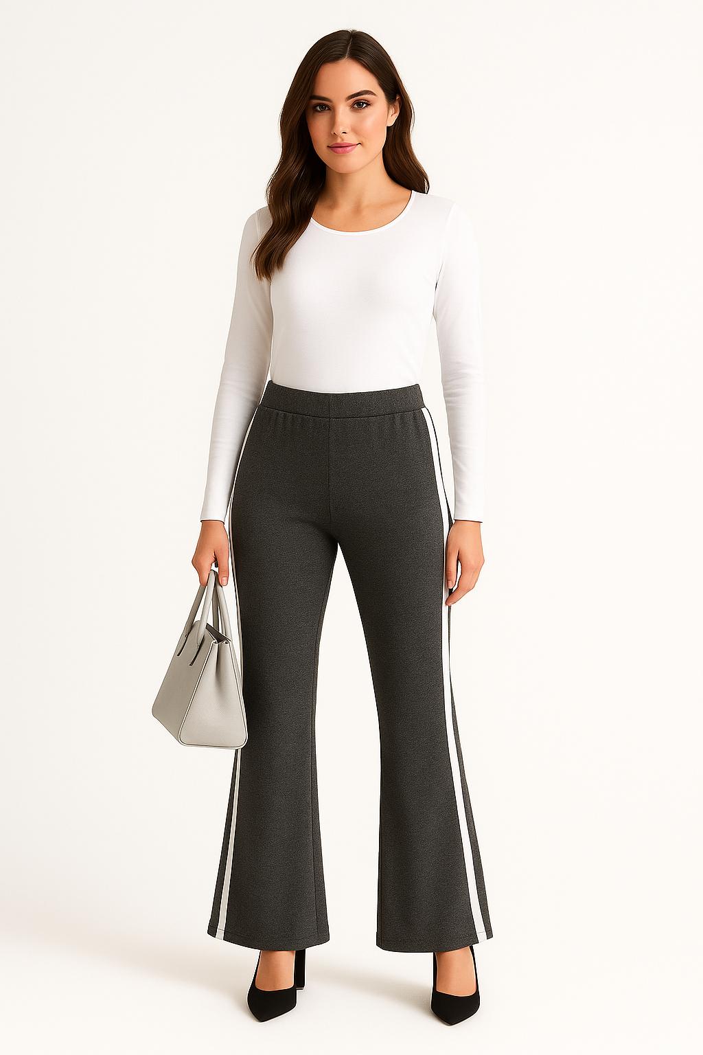 Pantalón Anny D2/6 acampanado de tejido de algodón pesado elastizado con elastano Tallas 38–60