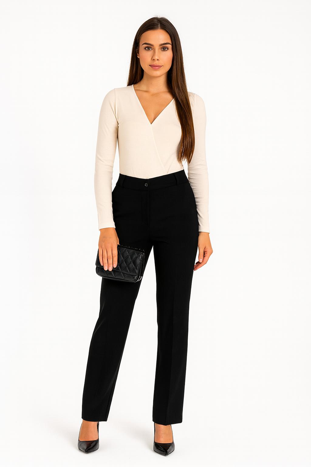 Pantalón ANYYA D2/7 Negro Hecho en Italia Tejido Ligero Polystretch Elastano Tallas 38–60