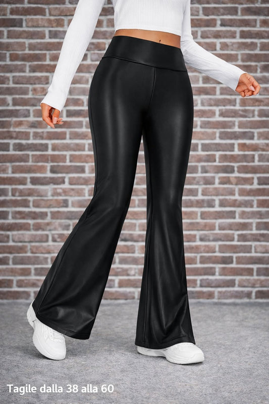 Pantalón Michel Efecto Piel Elástico Ajustado al Cuerpo Comodidad Ultra Suave Corte Acampanado – Tallas 38–60