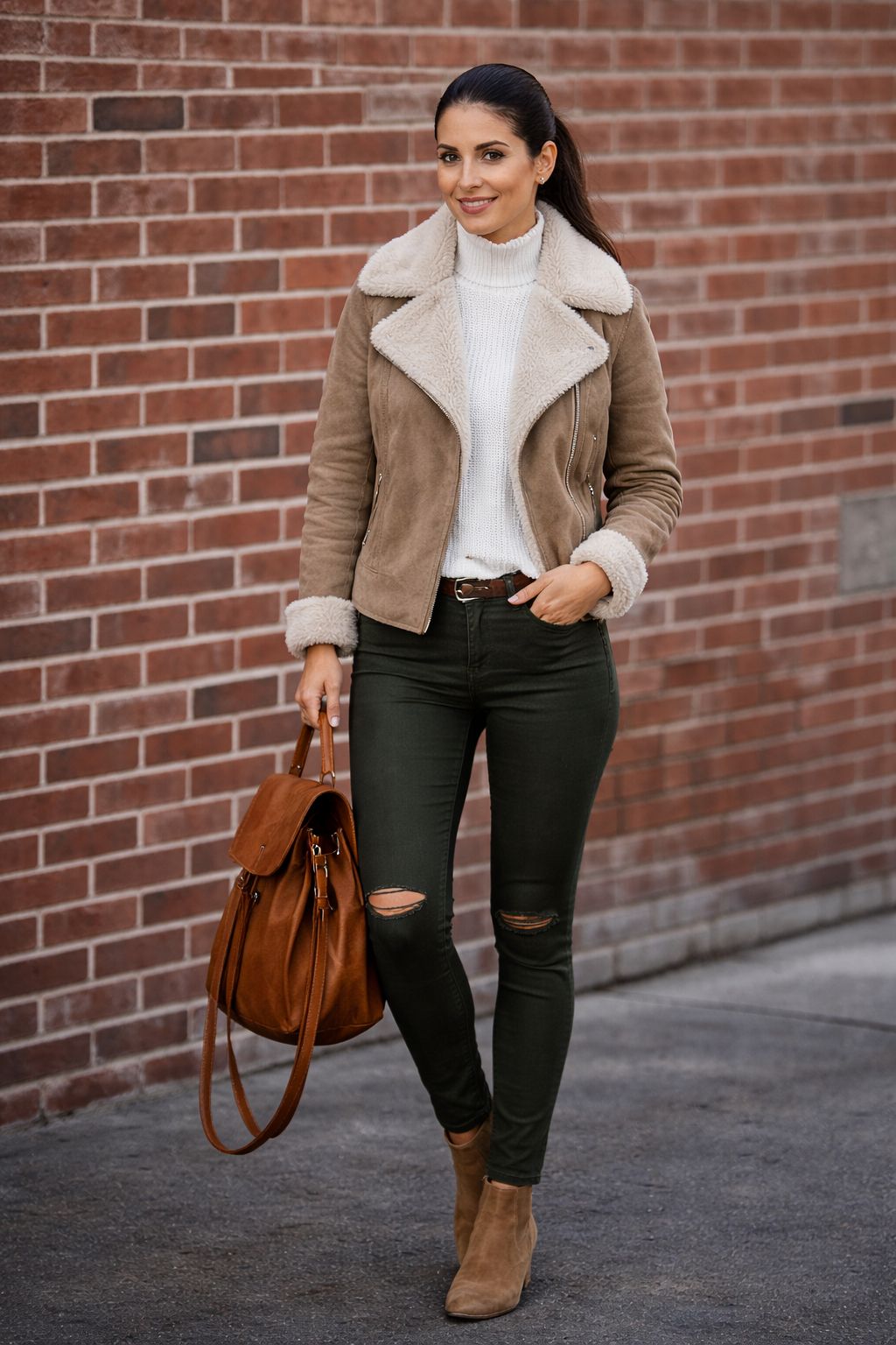 Pantalón FRANCY C8 con aberturas en la rodilla y estilo urbano de algodón elástico Hecho en Italia