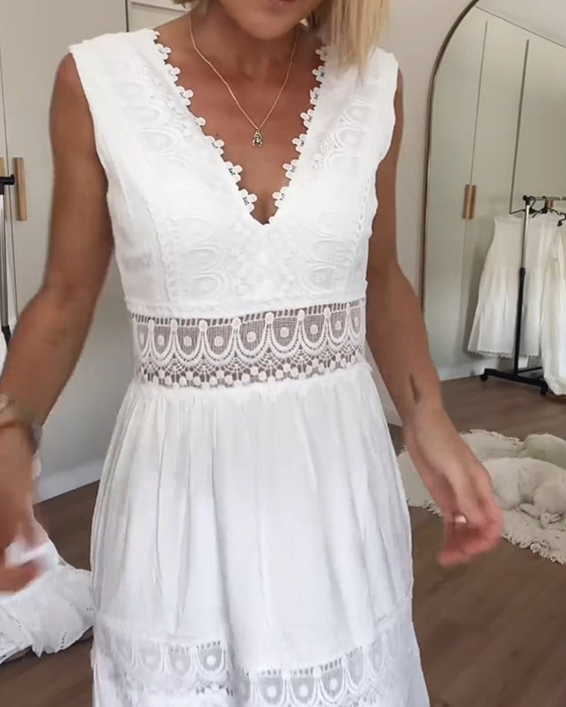 Sora™ – Ärmelloses Boho-Midikleid mit Spitzendetails