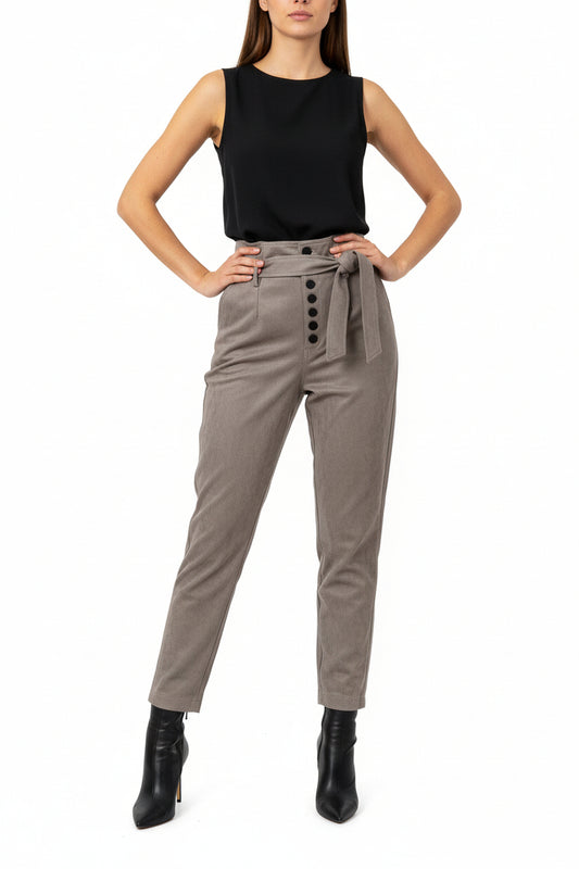 Pantalones YAYA Fango | Tejido de Invierno | Hecho en Italia D9/5