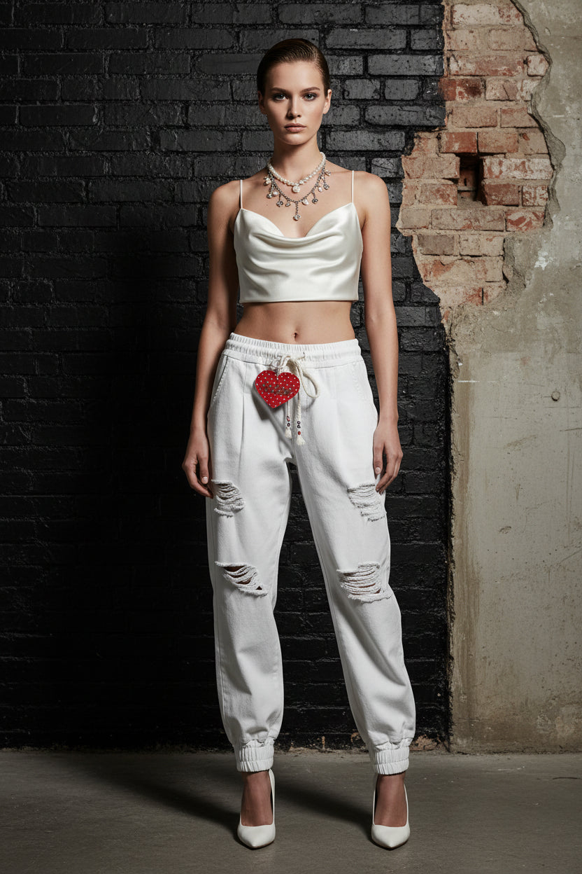 Pantalón CC5/2 Algodón Elástico en la Cintura con Costuras Delicadas Casual Cómodo Hecho en Italia