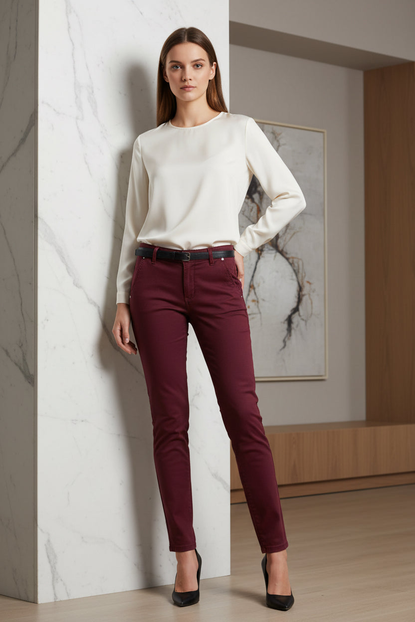 Pantalón C-6/129 Algodón Elástico Ajuste Cómodo Tejido Suave Transpirable Hecho en Italia