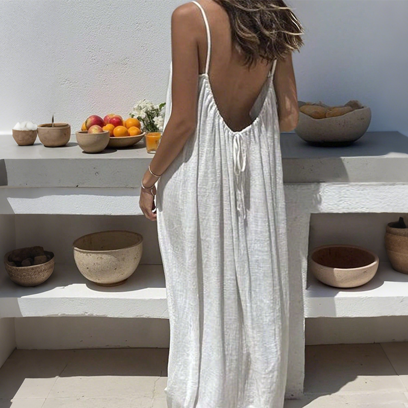 Ninna™ -Lässiges Rückenfreies Maxikleid mit Spaghettiträger