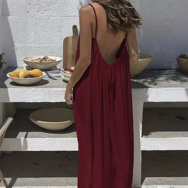 Ninna™ -Lässiges Rückenfreies Maxikleid mit Spaghettiträger