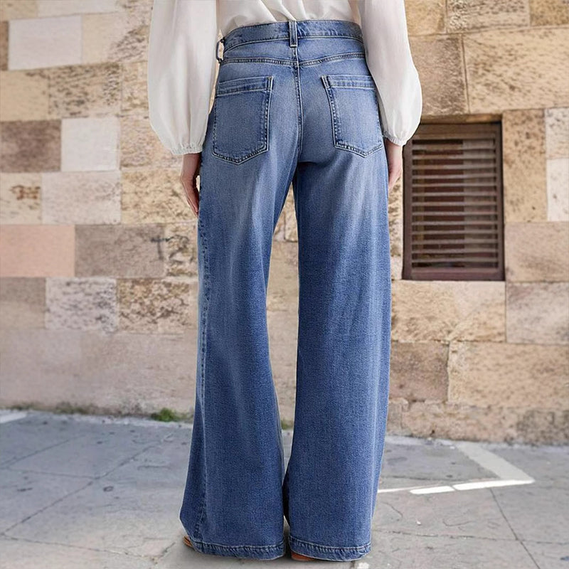 Mercy™ - Vaqueros de mujer de tiro alto, pierna ancha y estilo vintage