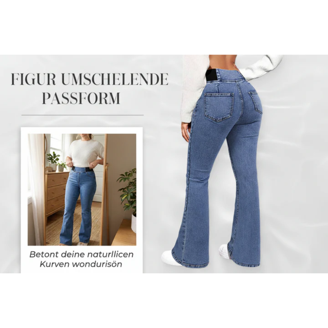 Clowy™ – Jeans de tiro alto con elastano y pierna acampanada