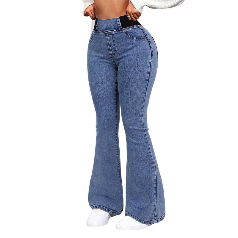 Clowy™ – Jeans de tiro alto con elastano y pierna acampanada